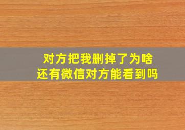 对方把我删掉了为啥还有微信对方能看到吗