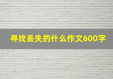 寻找丢失的什么作文600字