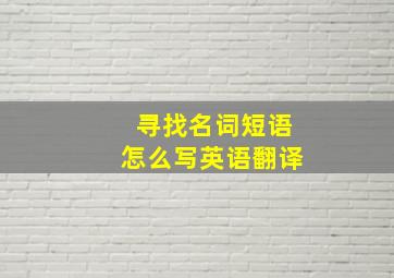 寻找名词短语怎么写英语翻译