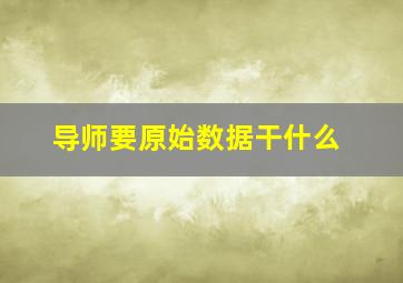 导师要原始数据干什么