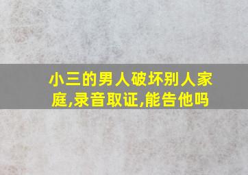 小三的男人破坏别人家庭,录音取证,能告他吗