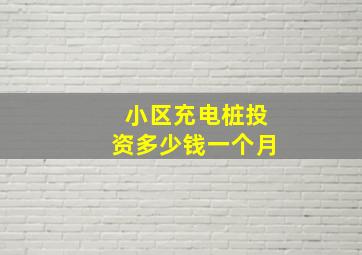 小区充电桩投资多少钱一个月