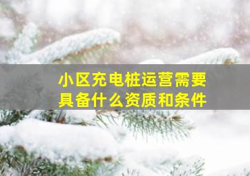 小区充电桩运营需要具备什么资质和条件