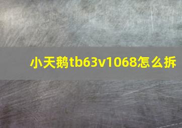 小天鹅tb63v1068怎么拆