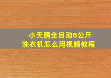 小天鹅全自动8公斤洗衣机怎么用视频教程