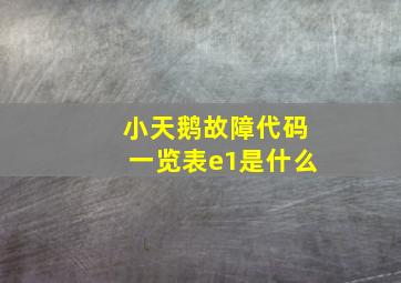 小天鹅故障代码一览表e1是什么