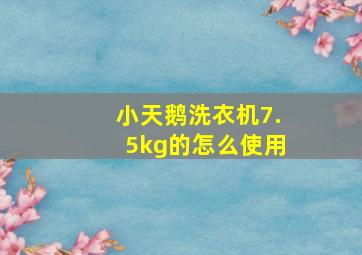 小天鹅洗衣机7.5kg的怎么使用