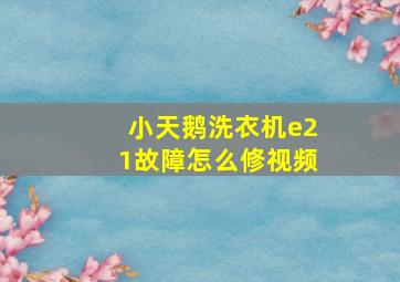 小天鹅洗衣机e21故障怎么修视频