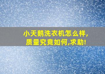 小天鹅洗衣机怎么样,质量究竟如何,求助!