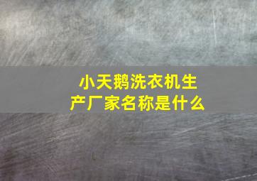 小天鹅洗衣机生产厂家名称是什么