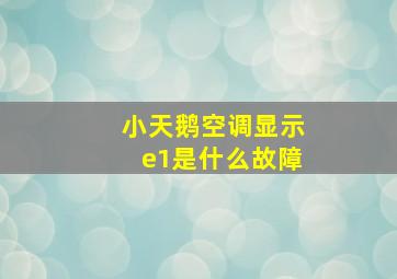 小天鹅空调显示e1是什么故障