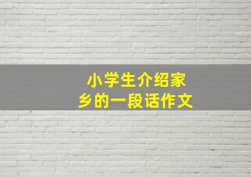 小学生介绍家乡的一段话作文