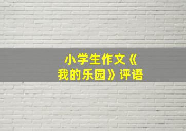 小学生作文《我的乐园》评语