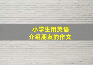 小学生用英语介绍朋友的作文