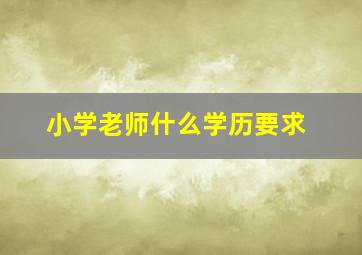 小学老师什么学历要求