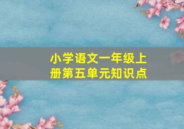 小学语文一年级上册第五单元知识点