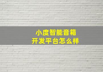 小度智能音箱开发平台怎么样