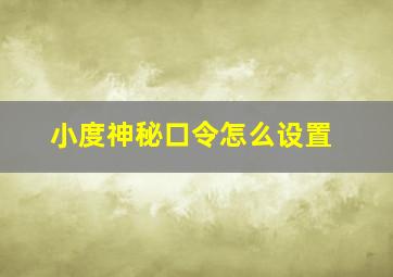 小度神秘口令怎么设置