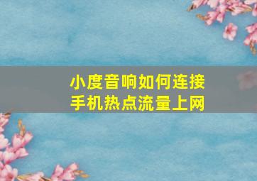 小度音响如何连接手机热点流量上网