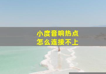 小度音响热点怎么连接不上