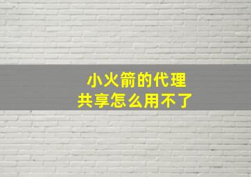 小火箭的代理共享怎么用不了