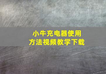 小牛充电器使用方法视频教学下载