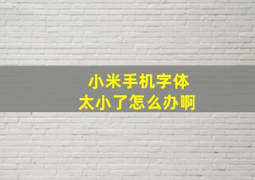 小米手机字体太小了怎么办啊