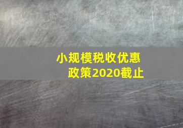 小规模税收优惠政策2020截止