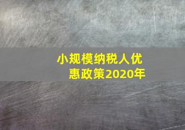 小规模纳税人优惠政策2020年