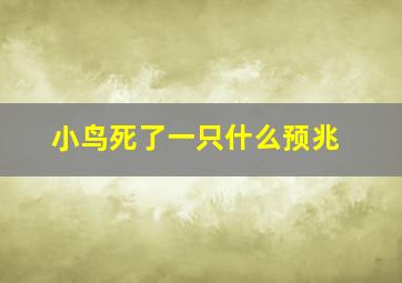 小鸟死了一只什么预兆