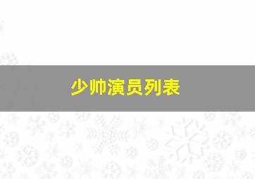 少帅演员列表