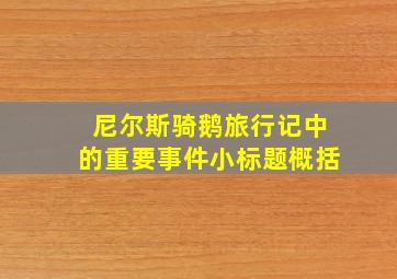 尼尔斯骑鹅旅行记中的重要事件小标题概括