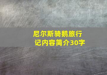 尼尔斯骑鹅旅行记内容简介30字