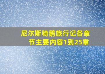 尼尔斯骑鹅旅行记各章节主要内容1到25章