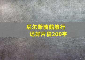 尼尔斯骑鹅旅行记好片段200字