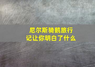 尼尔斯骑鹅旅行记让你明白了什么