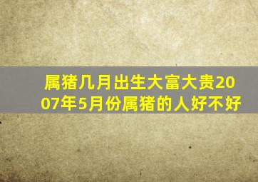 属猪几月出生大富大贵2007年5月份属猪的人好不好