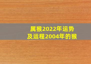 属猴2022年运势及运程2004年的猴