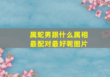 属蛇男跟什么属相最配对最好呢图片