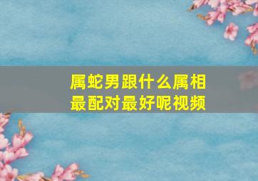 属蛇男跟什么属相最配对最好呢视频