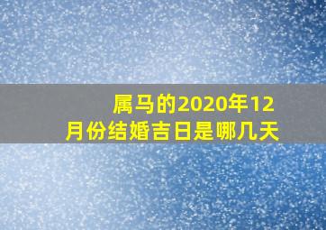 属马的2020年12月份结婚吉日是哪几天