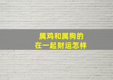 属鸡和属狗的在一起财运怎样