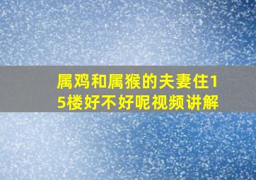 属鸡和属猴的夫妻住15楼好不好呢视频讲解