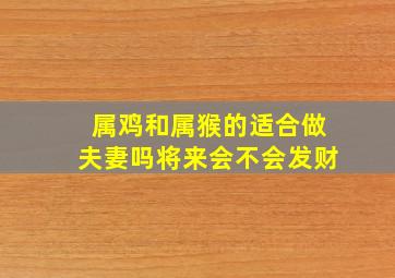 属鸡和属猴的适合做夫妻吗将来会不会发财