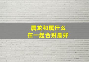 属龙和属什么在一起合财最好