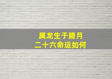 属龙生于腊月二十六命运如何