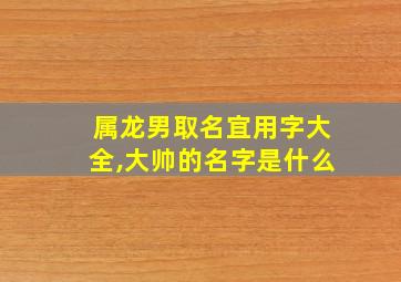 属龙男取名宜用字大全,大帅的名字是什么