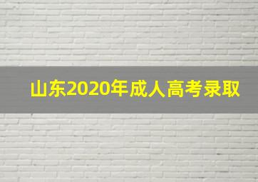 山东2020年成人高考录取