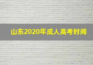 山东2020年成人高考时间