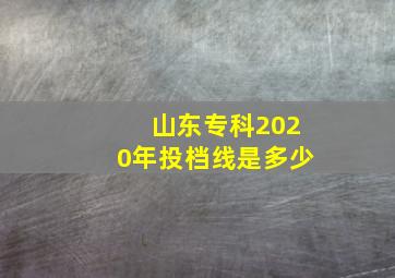 山东专科2020年投档线是多少